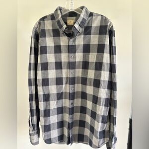 J. Crew Men's Navy and Light Gray Plaid Shirt Buffalo Check
